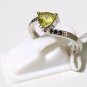 Genuine Lemon Quartz, White Topaz Pure 92.5 Solid Sterling Silver Ring Size 6 US