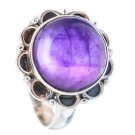 Pure 92.5 Solid Sterling Silver Genuine Amethyst Handmade Ring Size 4-13(US)