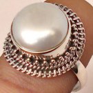 Pure 92.5 Solid Sterling Silver Genuine Pearl Handmade Ring Size 4 to 13 (US)