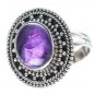 Pure 92.5 Solid Sterling Silver Genuine Amethyst Handmade Ring Size 4 to 13 (US)