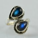 Blue Fire Labradorite 925 Solid Sterling Silver Handmade Ring Size 4-13 US