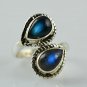Blue Fire Labradorite 925 Solid Sterling Silver Handmade Ring Size 4-13 US