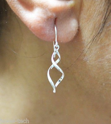 Pure 925 Solid Sterling Silver Handmade Twisted Dangle Earrings for Women
