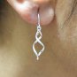 Pure 925 Solid Sterling Silver Handmade Twisted Dangle Earrings for Women