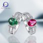 Genuine Pink Ruby, White Topaz Pure 92.5 Solid Sterling Silver Ring Size 7 US