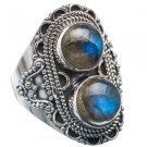 Pure 925 Solid Sterling Silver Genuine Labradorite Handmade Ring Size 4-13 US