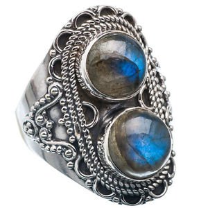 Pure 925 Solid Sterling Silver Genuine Labradorite Handmade Ring Size 4-13 US