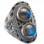 Pure 925 Solid Sterling Silver Genuine Labradorite Handmade Ring Size 4-13 US