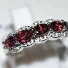 Pure 925 Solid Sterling Silver Genuine Garnet Ring Size 6.0 (US)