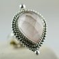 Rose Quartz Pear Shape 925 Solid Sterling Silver Handmade Ring Size 3 -14 US