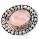 Pure 92.5 Solid Sterling Silver Genuine Rose Quartz Handmade Ring Size 4 -13(US)