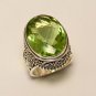 Elegant Peridot Color Quartz Handmade 925 Solid Sterling Silver Ring 4-13 US