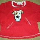 Girls Red Long Sleeve Top With Dog Face 10 12 L