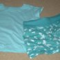 Sea green top and matching print shorts Size 4 5