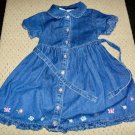 Girls Denim Dress with Embroidery 4T Toddler