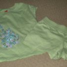 Girls Green Flower Guitar Top and Shorts Size 4 5