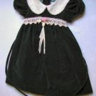 Girls Forest Green Velour and Lace Dress Size 5