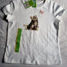 Girls New White Top with Kitten Size 6 6X