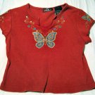 Girls Red Butterfly Top Size 6