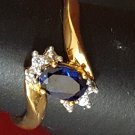 Blue Sapphire Ring 14k Gold Plated Band