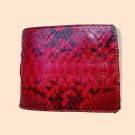 Genuine Python Snakeskin Leather Men's Bifold Wallet - Red