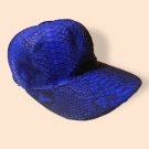Genuine Python Snakeskin Leather Hat. Leather Baseball Hat - Blue