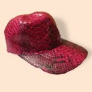 Genuine Python Snakeskin Leather Hat. Leather Baseball Hat - Red