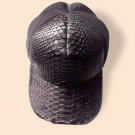 Genuine Python Snakeskin Leather Hat. Leather Baseball Hat - Black