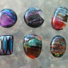 Lot of 6 Beautiful Custom Fused Metallic Dichroic Glass Cabochon cabs
