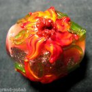 Beautiful Handmade Red & Yellow Flower Glass Lampwork Focal Bead Pendant