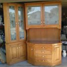 Custom Made Solid Oak Display Cabinet & China Hutch Etched Glass 84"h