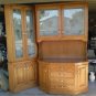 Custom Made Solid Oak Display Cabinet & China Hutch Etched Glass 84"h