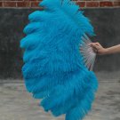 single layer Blue Ostrich Feather Fan Burlesque friend 25"x45"