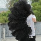 single layer Black Ostrich Feather Fan Burlesque friend 25"x45"
