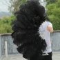 single layer Black Ostrich Feather Fan Burlesque friend 25"x45"