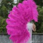 single layer Hotpink Ostrich Feather Fan Burlesque friend 25"x45"
