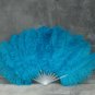 single layer Blue Ostrich Feather Fan Burlesque friend 25"x45"