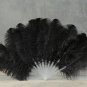 single layer Black Ostrich Feather Fan Burlesque friend 25"x45"