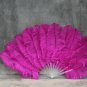 single layer Hotpink Ostrich Feather Fan Burlesque friend 25"x45"