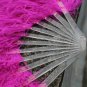 single layer Hotpink Ostrich Feather Fan Burlesque friend 25"x45"
