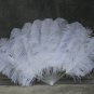 A pair White Single-layer Ostrich Feather fan 24"x41" burlesque dancer