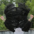 A pair Black Single-layer Ostrich Feather fan 24"x41" burlesque dancer