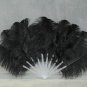 A pair Black Single-layer Ostrich Feather fan 24"x41" burlesque dancer