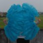 A pair Blue Single-layer large  Ostrich Feather fan 24"x41" burlesque dancer