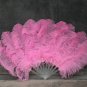A pair Pink Single-layer Ostrich Feather fan 24"x41" burlesque dancer