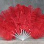 A pair Red Single-layer large Ostrich Feather fan 24"x41" burlesque dancer