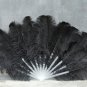 Black Double Layers Large  Ostrich Feather Fan Burlesque dancer friends 30"x 54"