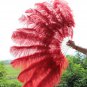 Red Double Layers Large Ostrich Feather Fan Burlesque dancer friends 30"x 54"