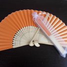 Free Shipping 20Pcs/Lot Plain Orange Paper Hand Fans for Wedding 21cm with Organza Gift Bag
