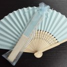 Free Shipping 20Pcs/Lot Plain Baby Blue Paper Hand Fans for Wedding 21cm with Organza Gift Bag